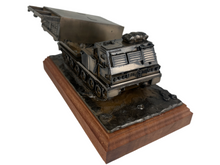 Multi launch rocket System (MLRS) cold cast bronze military statue.